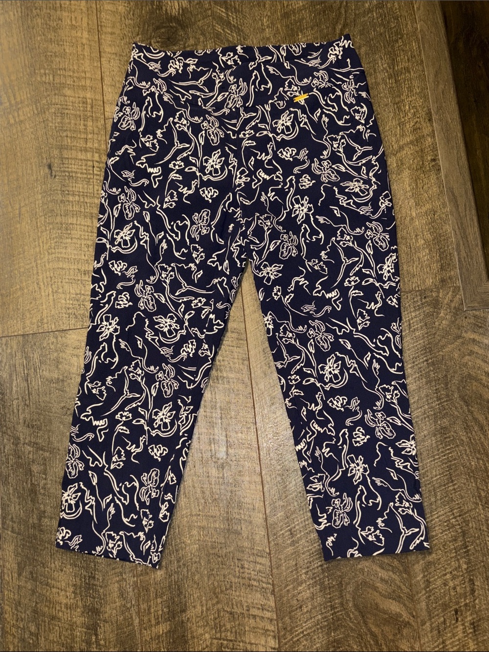 INC Women’s Navy Floral Slim Pants - Navy/White